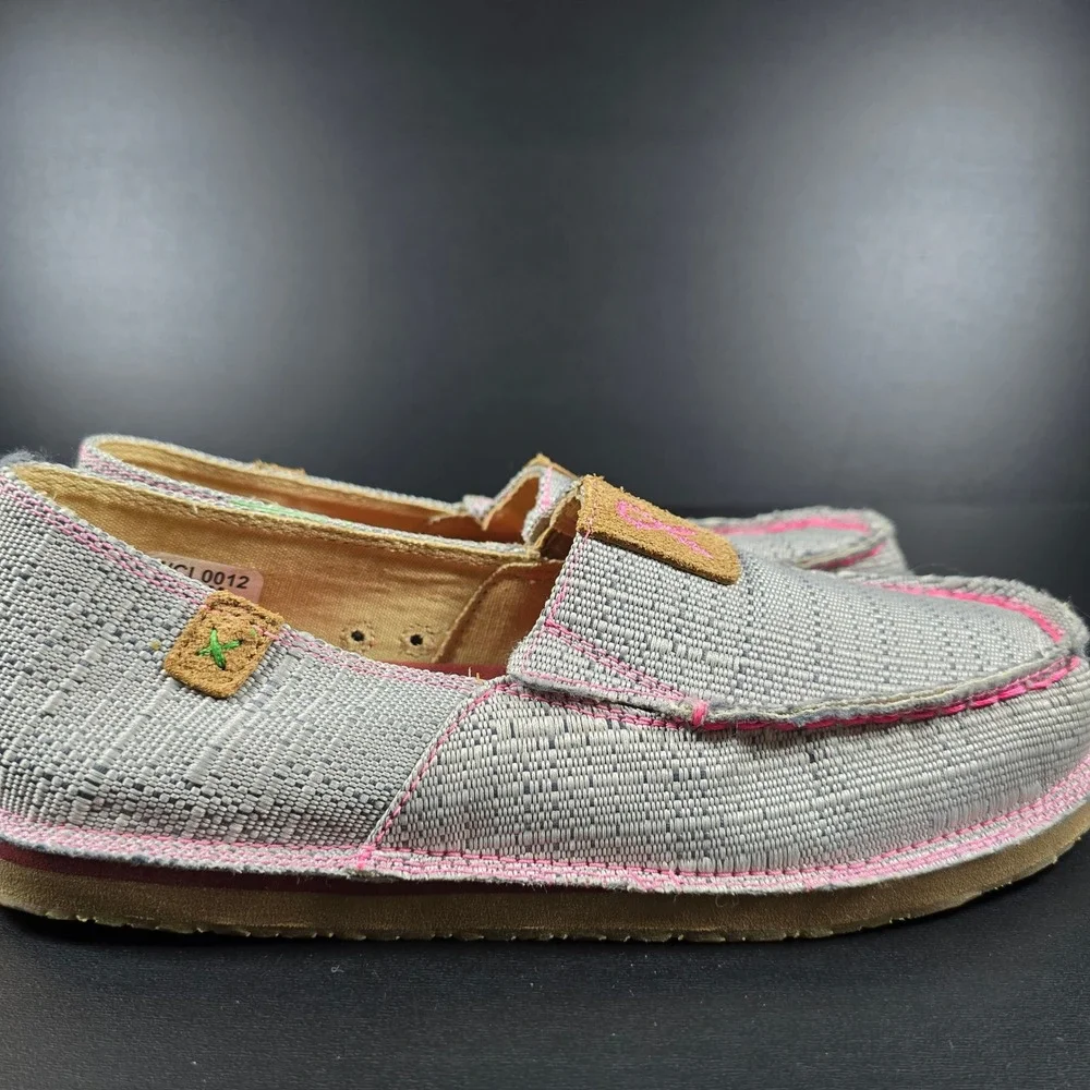 Twisted X WCL0012 Moccasins Womens 7.5 Grey Pink Ribbon ecoTWX Slip On Loafers - Picture 6 of 12